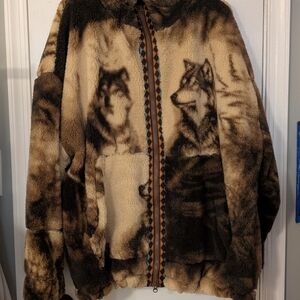 Anthropologie BDG Brown Tan Wolf Print Jacket